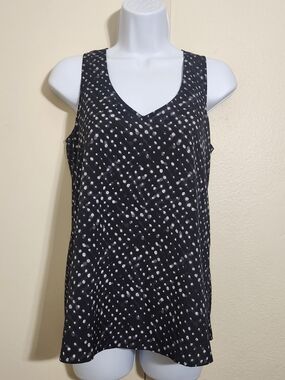 Eclair Black Polka Dot V-Neck Sleeveless Top
